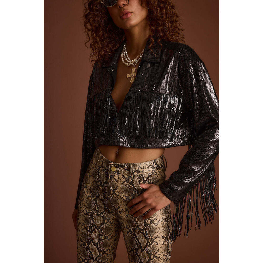 12th Tribe Star Crossed Black Sequin Jacket Size S/MS/M